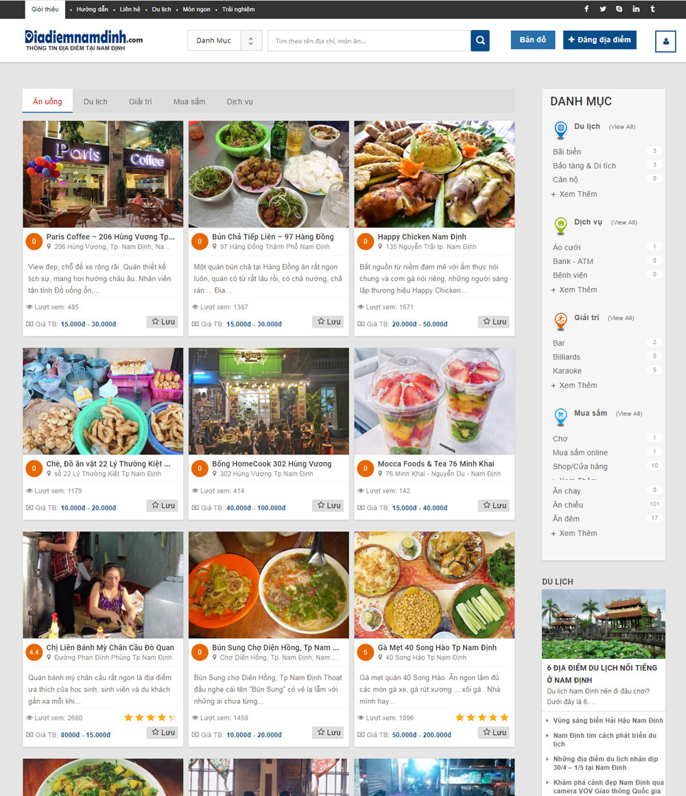 Dự án Địa Điểm Ăn Uống Nam Định