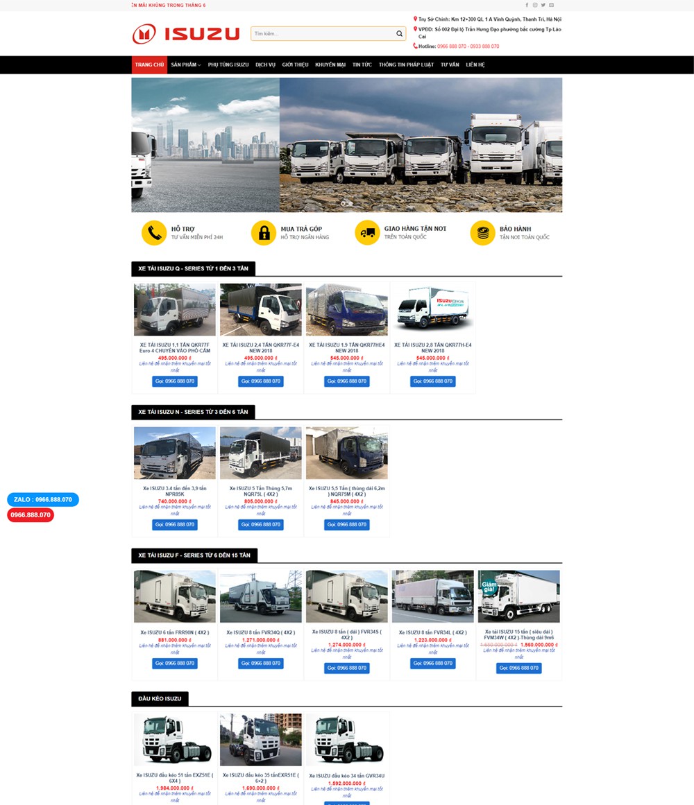 Dự án Xe tải Isuzu Miền Bắc